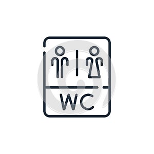 wc icon vector from restaurant concept. Thin line illustration of wc editable stroke. wc linear sign for use on web and mobile