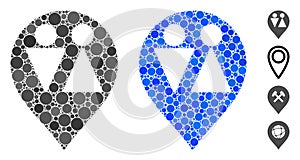 WC Map Marker Mosaic Icon of Spheric Items