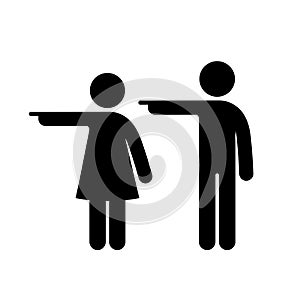 WC sign Icon indicate direction, show the way Vector Illustration on the white background. Vector man & woman icons.