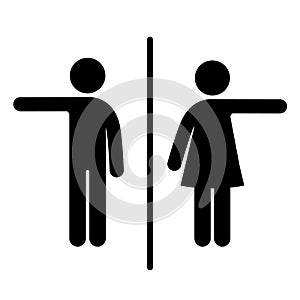 WC sign Icon indicate direction Vector Illustration on the white background. Vector man & woman icons.