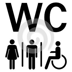 WC sign Men Women wheelchairs