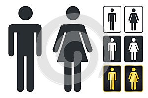 WC Sign for Restroom. Toilet Door Plate icons. Men and Women Vector Symbols