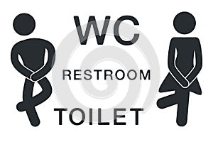 WC Sign for Restroom. Toilet Door Plate icons. Men and Women Vector Symbols