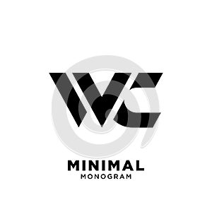 Wc simple letter vector logo design