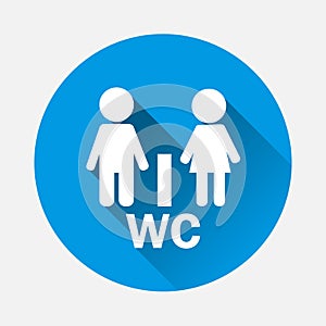 WC toilet door plate vector icon. Man and women with clothes w