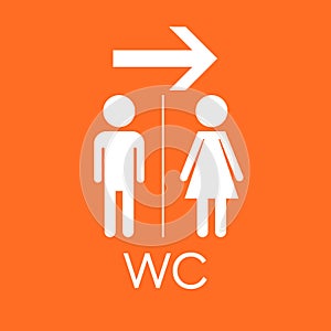 WC, toilet flat vector icon . Men and women sign for restroom on