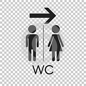 WC, toilet flat vector icon . Men and women sign for restroom on