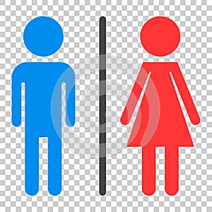 WC, toilet flat vector icon . Men and women sign for restroom on