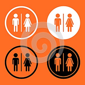 WC, toilet flat vector icon . Men and women sign for restroom on