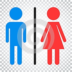 WC, toilet flat vector icon. Men and women sign for restroom on