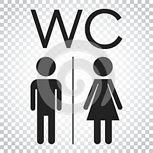 WC, toilet flat vector icon . Men and women sign for restroom on