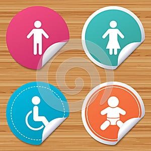 WC toilet icons. Human male or female signs.