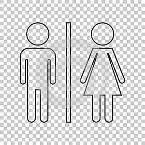 WC, toilet line vector icon . Men and women sign for restroom on