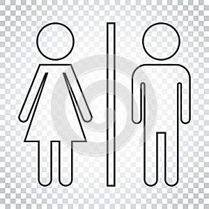 WC, toilet line vector icon. Men and women sign for restroom on