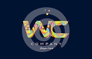 wc w c colorful alphabet letter logo icon template vector