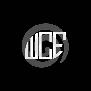 WCE letter logo design on black background. WCE creative initials letter logo concept. WCE letter design.WCE letter logo design on