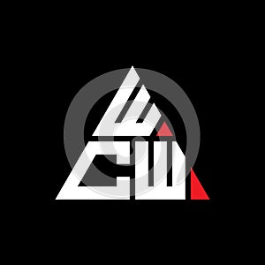 WCW triangle letter logo design with triangle shape. WCW triangle logo design monogram. WCW triangle vector logo template with red