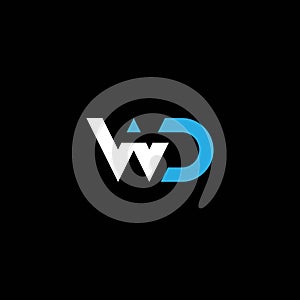 WD or DW abstract letter design with different colour illustration logo.