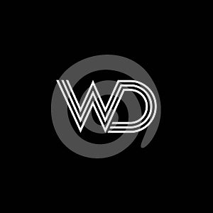 WD or DW abstract letter design with different colour illustration logo.
