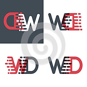 WD letters logo with accent speed pink and dark gray