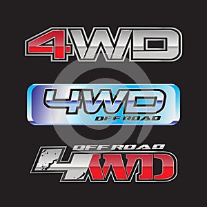4WD logo, Four Wheel Drive Off-road 4x4 all-terrain vehicle sticker Design for car