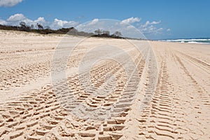 4WD Tyre Tracks Sand Beach