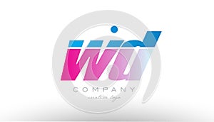 wd w d alphabet letter combination pink blue bold logo icon design