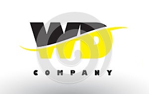WD W D Black and Yellow Letter Logo with Swoosh.
