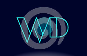 wd w d blue line circle alphabet letter logo icon template vector design