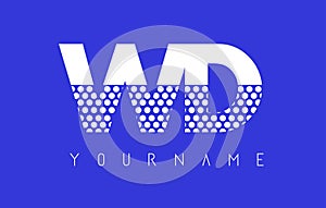 WD W D Dotted Letter Logo Design with Blue Background.