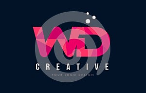 WD W D Letter Logo with Purple Low Poly Pink Triangles Concept