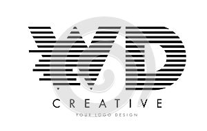 WD W D Zebra Letter Logo Design with Black and White Stripes