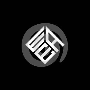 WEA letter logo design on black background. WEA creative initials letter logo concept. WEA letter design