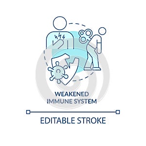 Weakened immune system blue concept icon photo