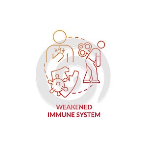 Weakened immune system red gradient concept icon