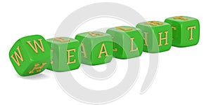 Wealht and healht cube isolated on white background, 3D illustration