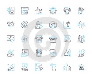 Wealth counseling linear icons set. Prosperity, Abundance, Investments, Estate, Legacy, Planning, Security line vector