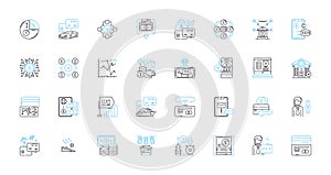 Wealth flow linear icons set. Prosperity, Abundance, Cashflow, Affluence, Riches, Income, Prosper line vector and