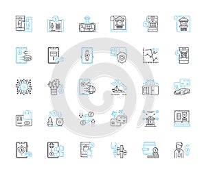 Wealth flow linear icons set. Prosperity, Abundance, Cashflow, Affluence, Riches, Income, Prosper line vector and