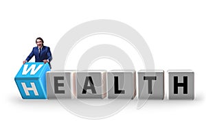 Wealth is health concept with businessman