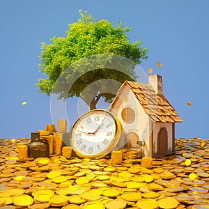 Wealth and investment house, gold, time, financial loans
