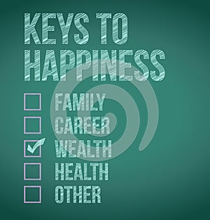 Wealth. keys to happiness illustration design