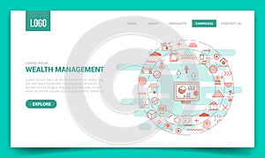 wealth management concept with circle icon for website template or landing page homepage