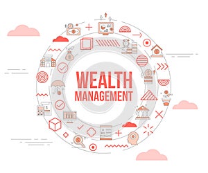 wealth management concept with icon set template banner and circle round shape