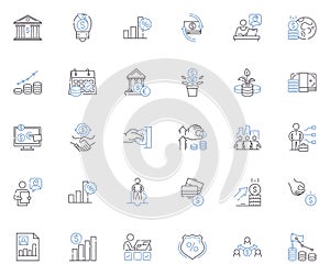 Wealth unit line icons collection. Prosperity, Abundance, Riches, Fortune, Materialism, Capital, Assets vector and