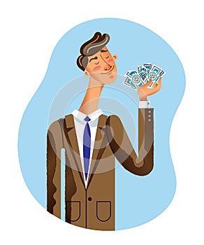 Wealthy businessman flat vector illustration