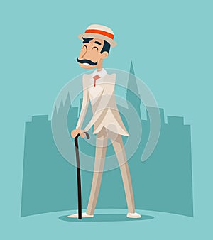 Wealthy Cartoon Victorian Gentleman Businessman Character Icon