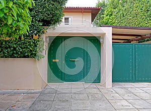 Wealthy house external entrance metallic green door