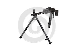 Weapon - Assault rifle on a bipod. Isolated photo