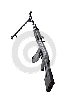 Weapon - Assault rifle on a bipod. Isolated photo